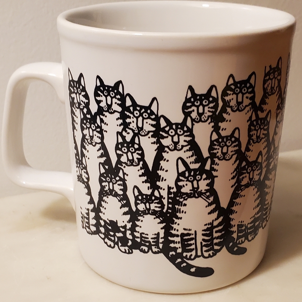 Vintage Cats coffee mug/lotsa Cats/black And White mug/kiln Craft